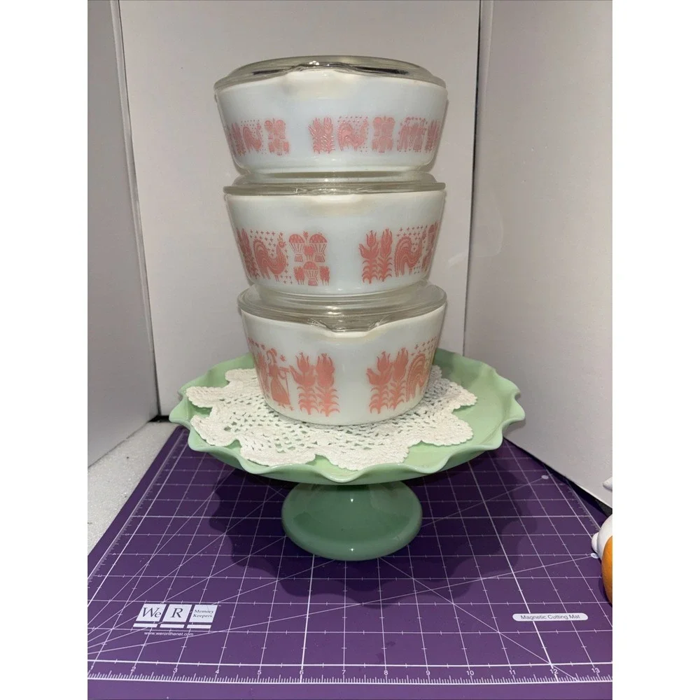 HTF Vintage Pyrex Pink Amish Butterprint‎ 471 472 473